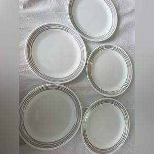Corelle Bistro Gray stripe bands 10.5” Dinner Plates set of 5